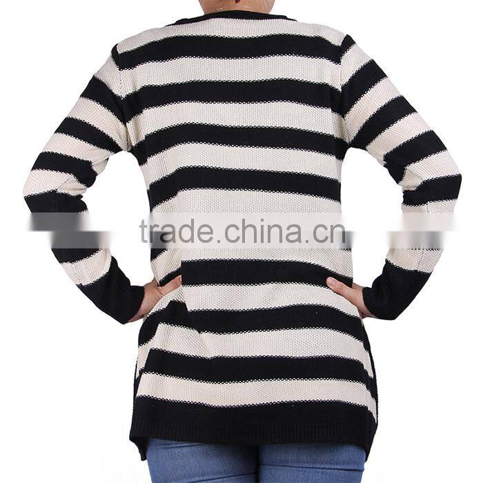 2015 fashion batwing sleeve stripes cotton women knitwear