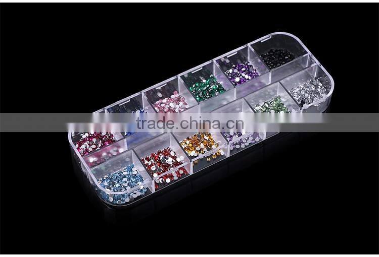 12 colors in 1box packing flat base resin nail rhinestone