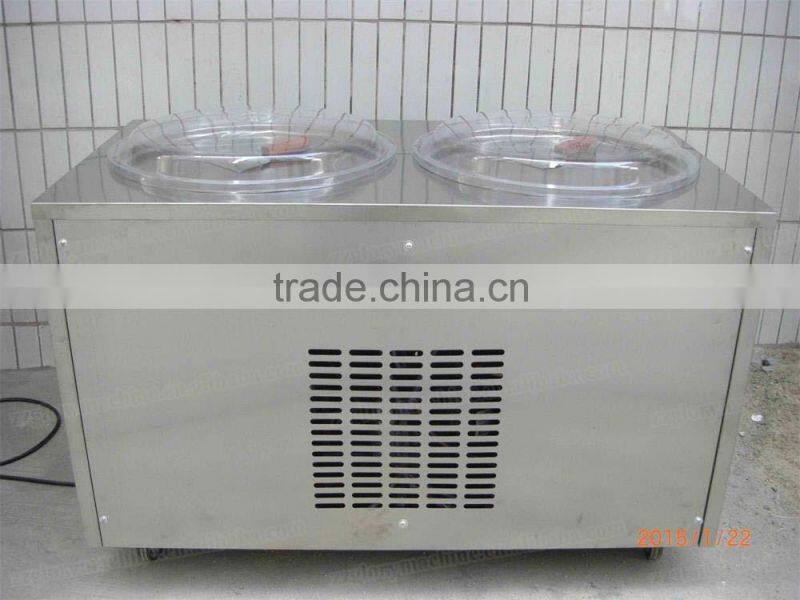 Double Flat Pan Fried Ice Cream Machine