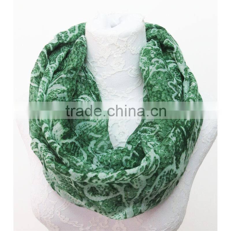 2016 New Spring Scarf Leaf Pattern Print Infinity Scarf