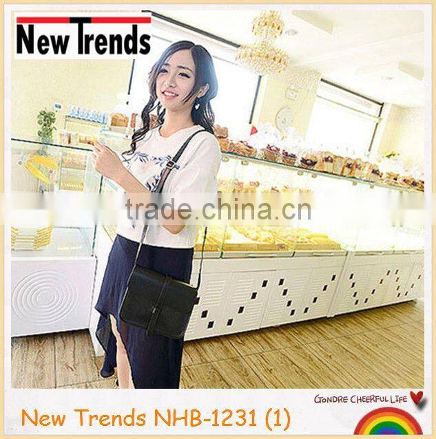 Chocolate colors plain PU simple ladies shoulder bags