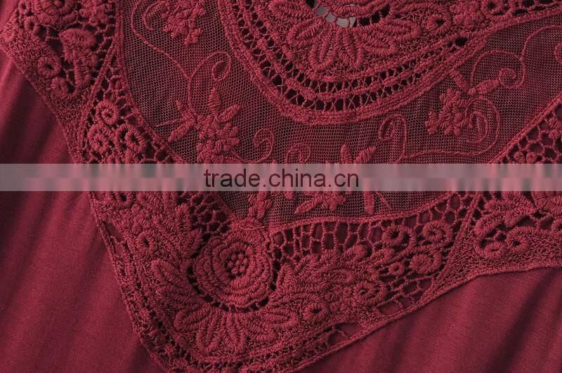 women clothing short sleeve round collar casual lace blouse for women