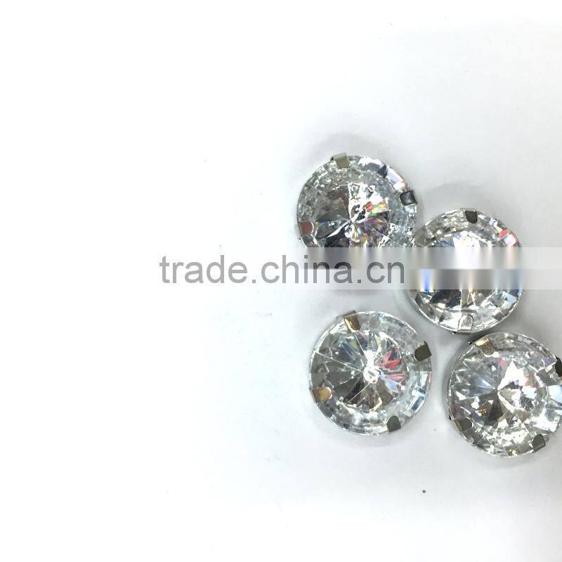10mm round rivoil acrylic rhinestone metal claw Diamante bag gems sewing on DIY garment accessories jewerly clear