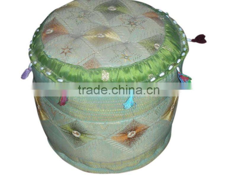 ARTHPF-9 Stool Type Round Patchwork Home Furnishing khambadia work LIving Room embroidered Poufs and ottomans Modern Designer