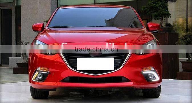 car led fog day lamp cover with yellow turn signal light drl led daytime running light for mazda 3 axela