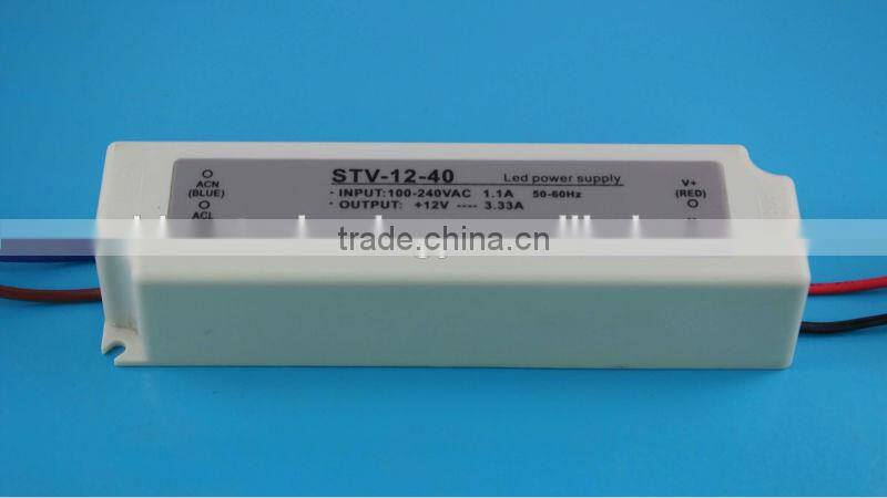 Ac to dc Waterproof ip67 constant voltage led fonte power supply dc 12v 40w 3.3a, 14 years led driver manufacturer
