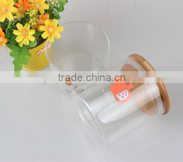 Glass storage jars & bottle Glass sweet storage jars glass round shape container wiith bamboo lid different size