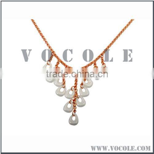 turquoise bib jewelry Ceramic gold plated Pendant Necklace