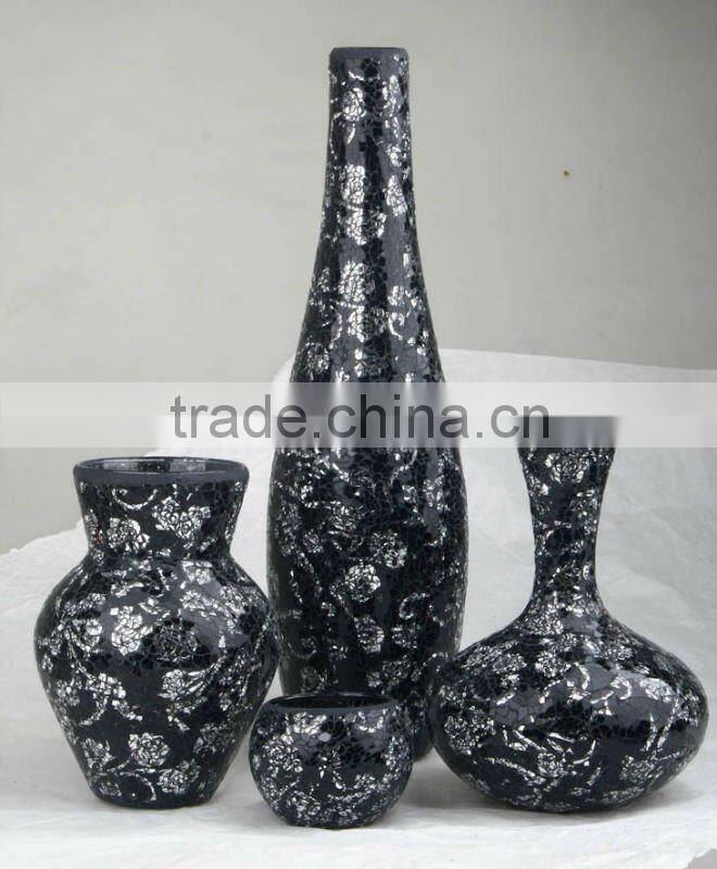 large and fat mosaic glass vase