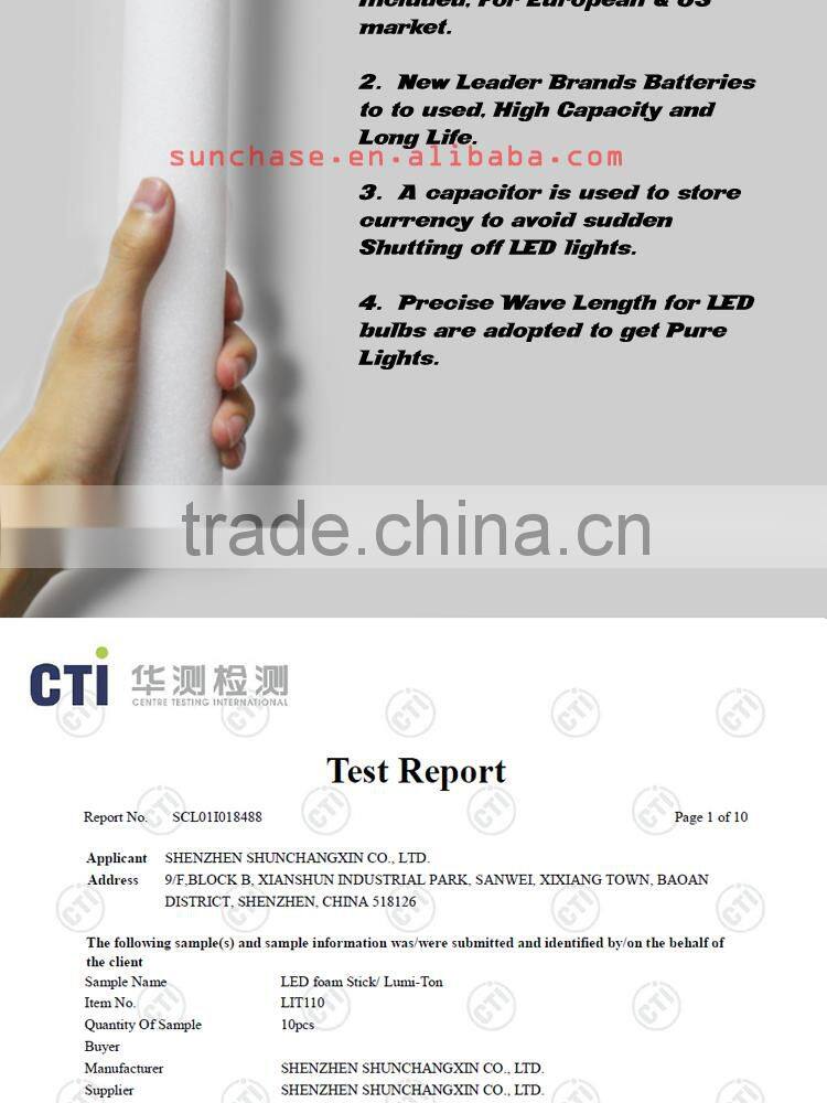 Factory wholesale high quality light up led flashing foam sticks