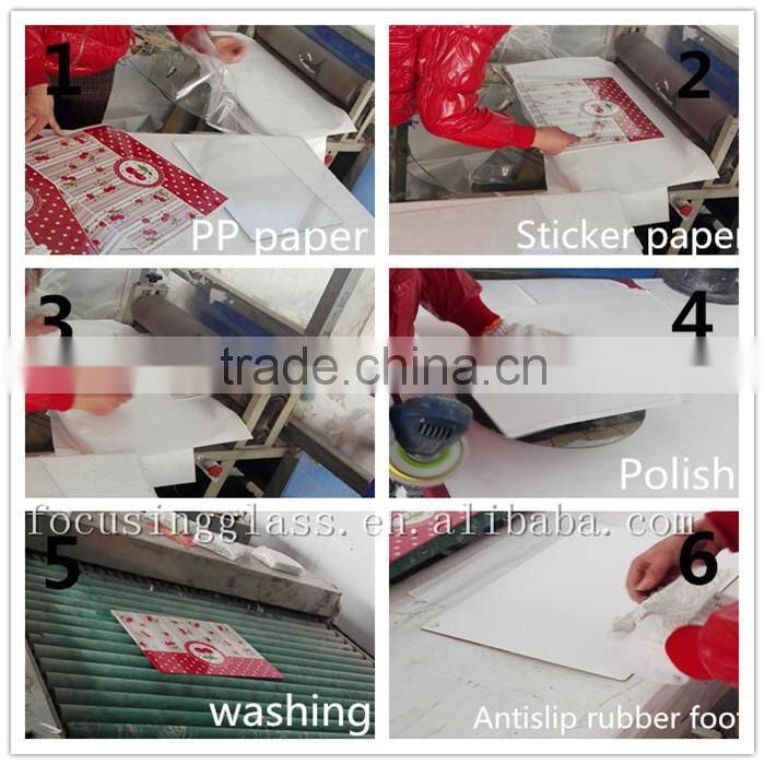 Custom pattern small flower rotating tempered glass round lazy susan