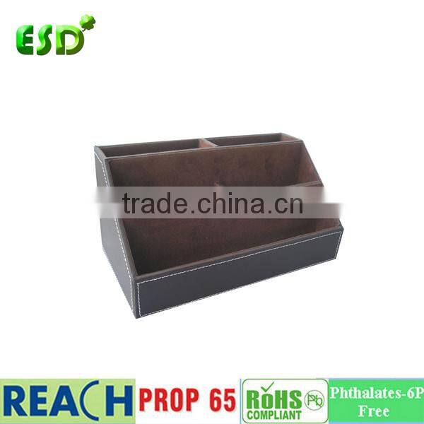 Leather Desk Stationery Organizer Storage Box, Pen/Pencil ,Cell phone, Business Name Cards, Note Paper, Remote Control holder