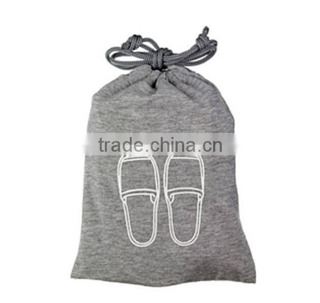 Inflight travel cotton shoe bag with drawstring