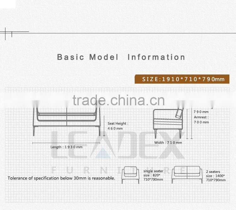 2016 new design office furniture single gray office fabric sofa