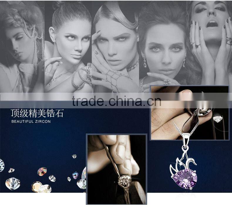 2014 beautiful accessories silver swan pendant Made With crystal Y30198 only the pendant