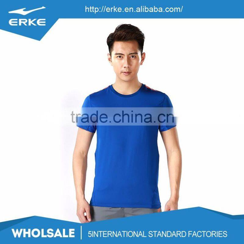 ERKE factory dropshipping wholesale brand plain color mens polyester sport short sleeve t shirt