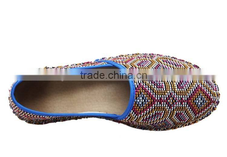 ethnic trend knitted hemp fashion shoe ladies flat loafer shoes, espadrille
