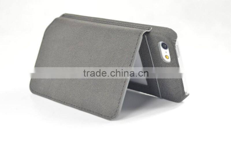 2016 Hot Sales Fashion and Simple Style Back Cover PU Leather Cases for iphone6 with Card Slots and Stand