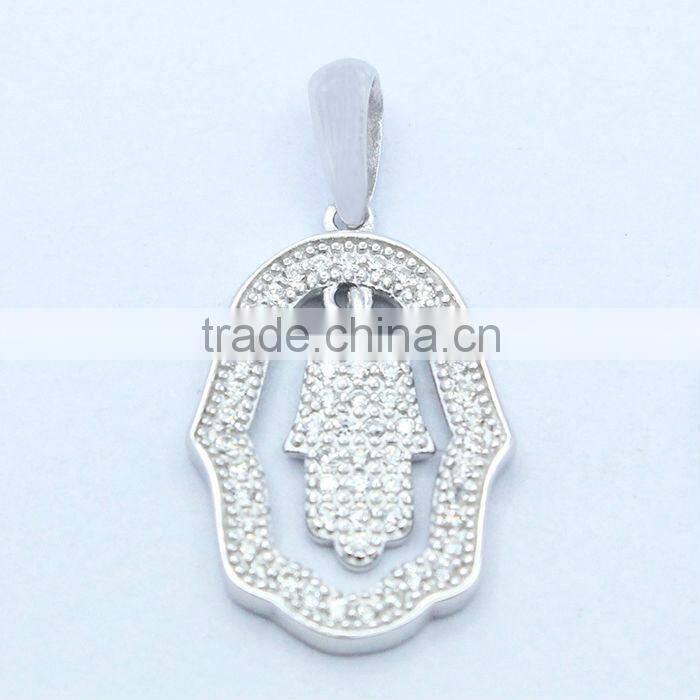 Tsavorite Hamsa Charm Pendant Jewelry, Designer Pave Diamond Hamsa Charm Pendant