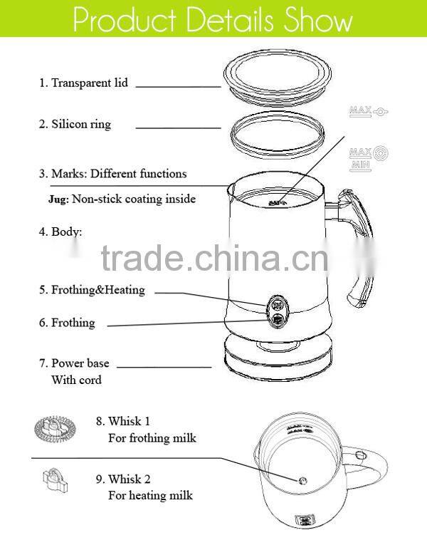 Popular Stainless Steel Latte Milk Frother Heater