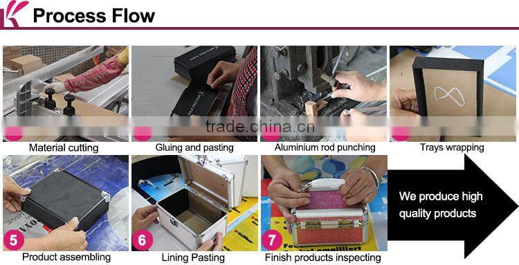 Custom Logo Personalized Lockable Aluminum Frame ABS Lighting Makeup Case With Stand