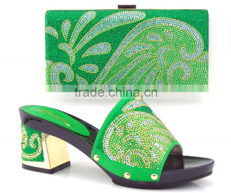 Fancy clutch bag mix middle heel sandals women matching shoes and bag