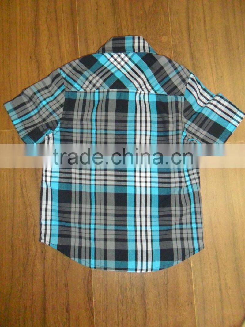 hot sale new style hawaiian fashion boy's summer short wide sleeve plaid shirt