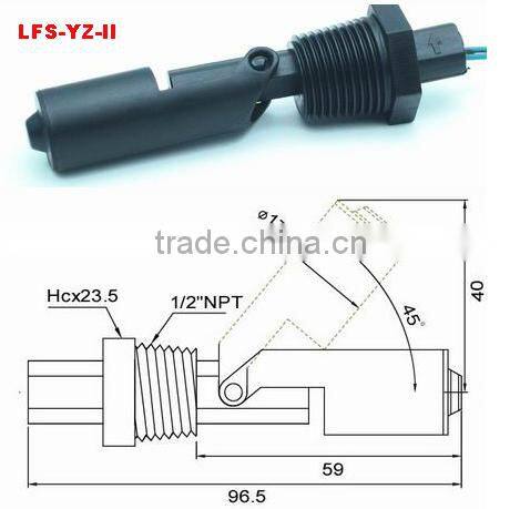 side mounted horizontal plastic float type level sensor switch
