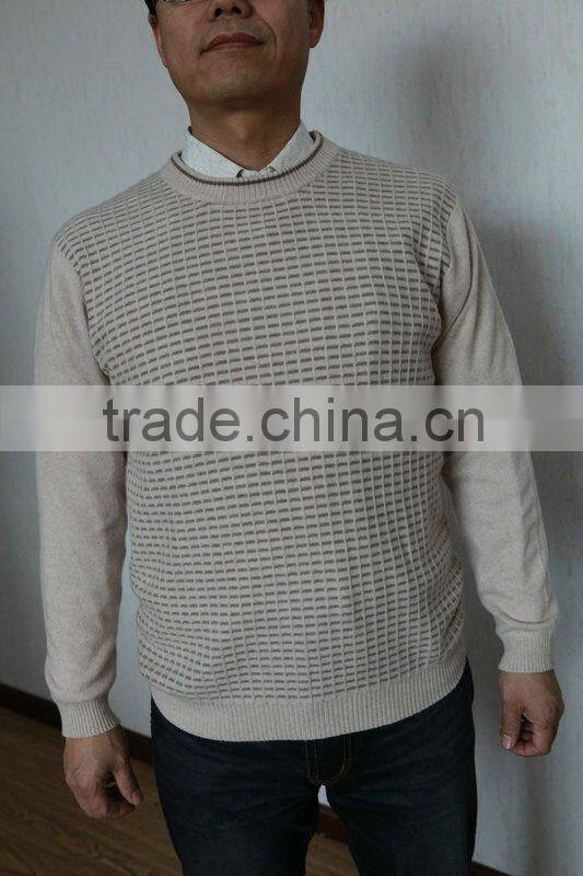 Men pure cashmere intarsia/jacquard pullover