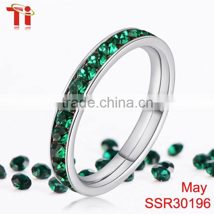 online shop china key ring keys stainless steel engagement ring diamond custom green crystal stone bands for women May