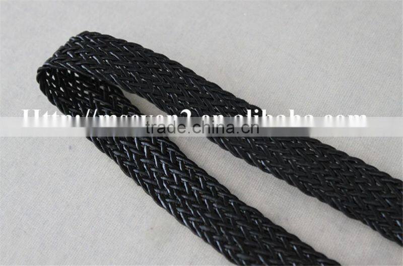 cheap price 100% PU materil black laces trimmings ribbons braids for belt