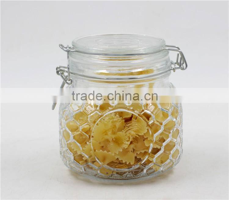 Square Glass Canister Jars Set With Clip Lid