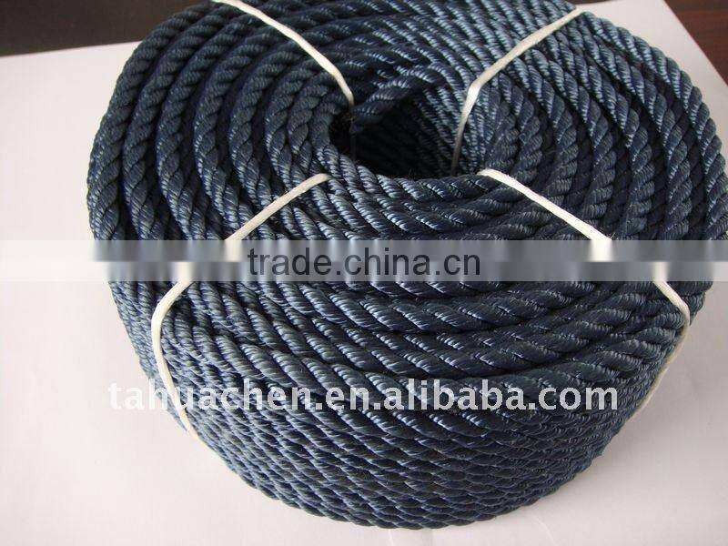 3 strands black polyester twist rope