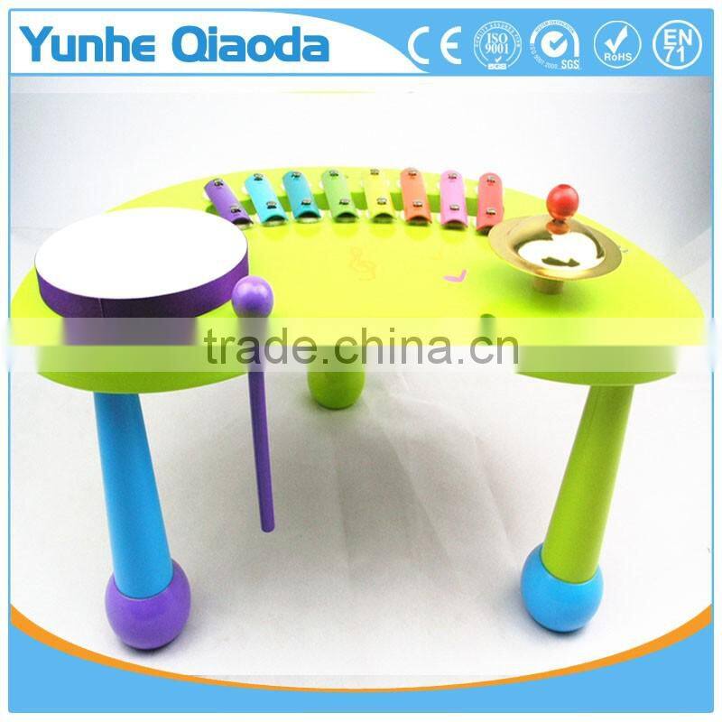 wooden musical percussion instruments blue half-round table xylophone drum symbol Noisy /educational wooden toy/