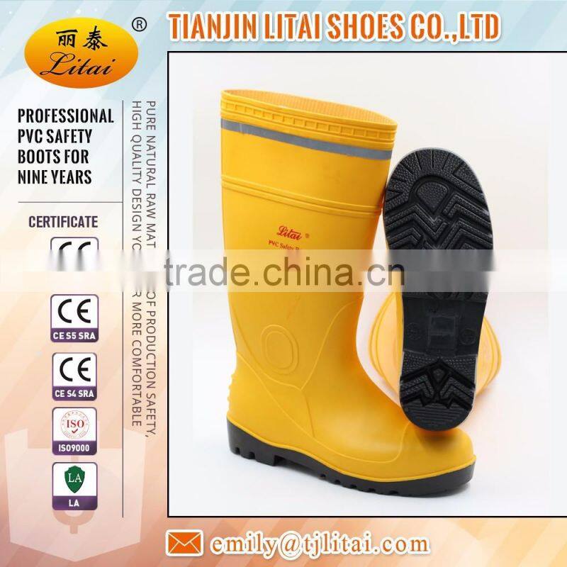 Hot Selling Black PVC Safety Rain Boots with Steel Toecap