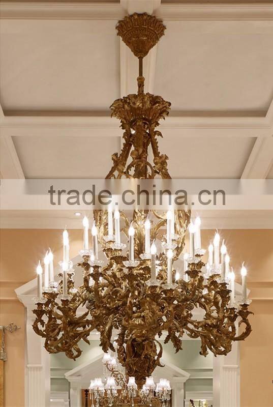 Luxury Bronze 24 lights Chandelier, Retro Design Hotel Ceiling Lamp, Antique Brass Pendant Light