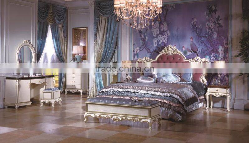 Bisin i French Style Hand Carved Solid Wood Luxury European Bedroom Furniture Set
