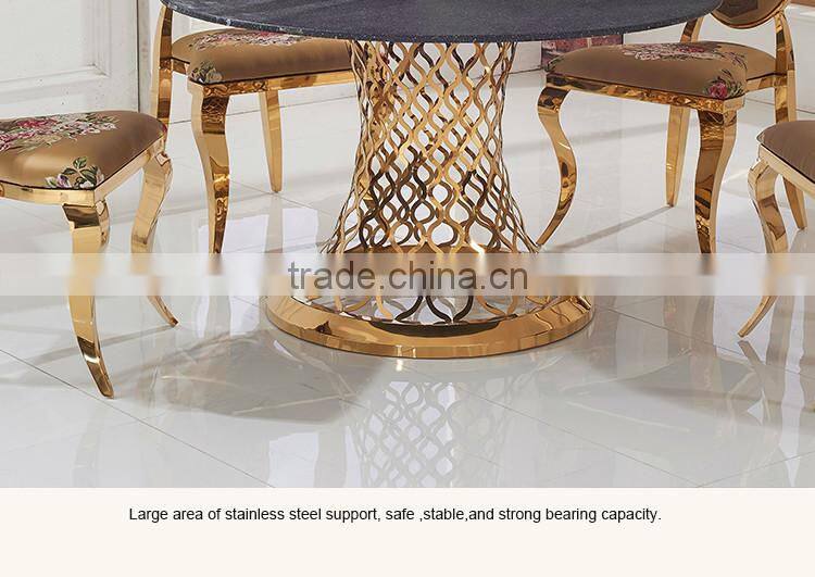 TH404 Black round marble stainless steel modern dining table