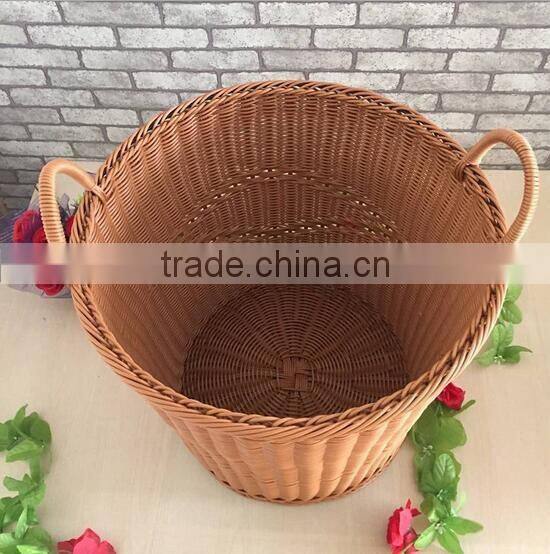 Woven craft wicker laundry basket with lid for storage clothing