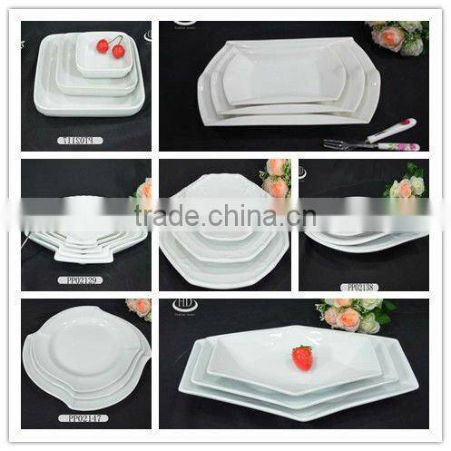 Pure white ceramic restaurant oval dinner porcelain bake plate,new design oval plate sets