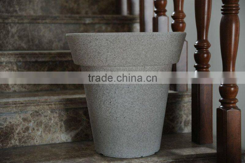 Tall sand painted plastic flower pot decorative plastic flower pot