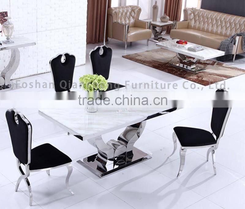 hot cake marble dining table with strong stainless steel base