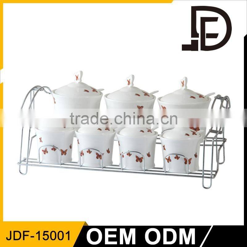 ceramic chicken salt & pepper seasoning pot, dual pepper salt, ceramic cobalt blue pots