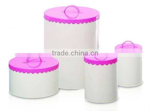 round metal bin with plastic cover for tea & coffee Canister wholesale