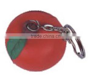 PU apple shape stress keychain/apple shaped stress reliever keyring/apple design anti stress toy keychain