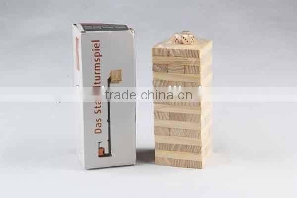 48PC Wooden /Stack Game With Three Dice Building Block/Board Game