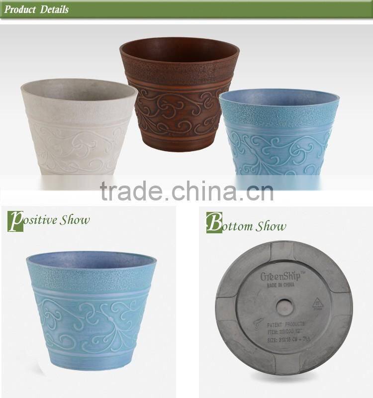 Antique Style Hand Carved Wholesale Price And High Quality Round Plastic Flower Pot For Garden Ornaments