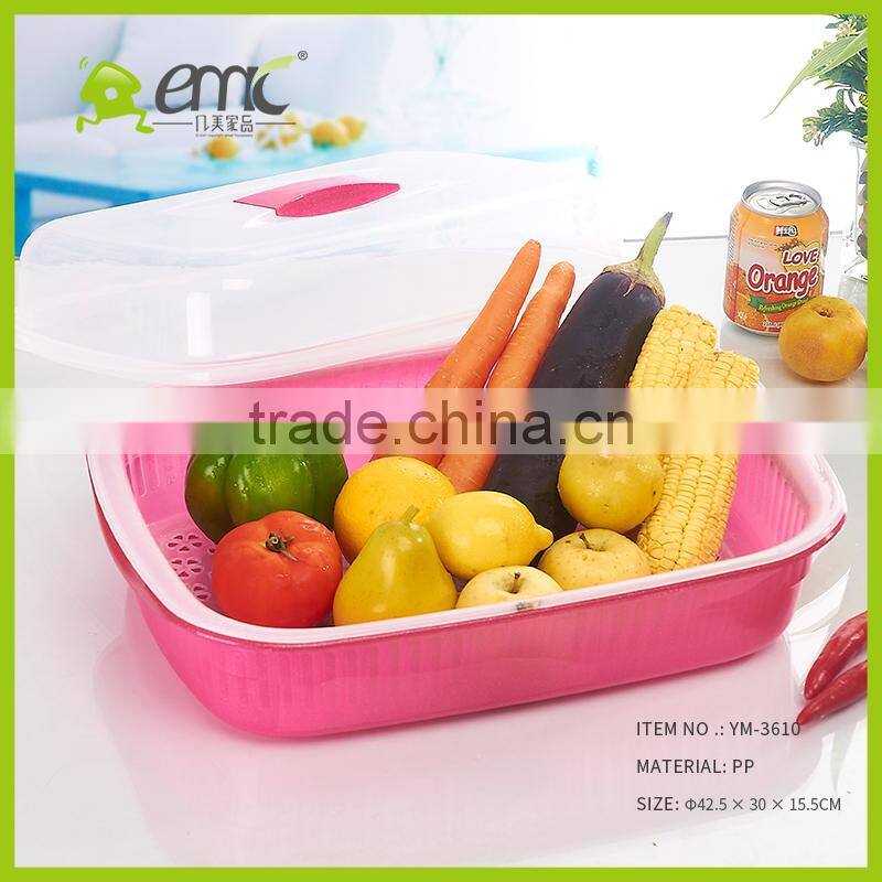 emc plastic kitchen drainers for vegetable and fruits, plastic drainers with lids