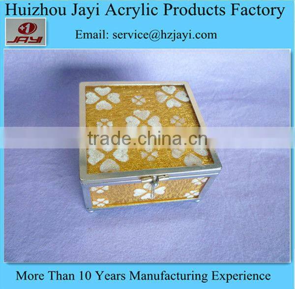 Small Printed Acrylic Jewelry Box With Metal Frame