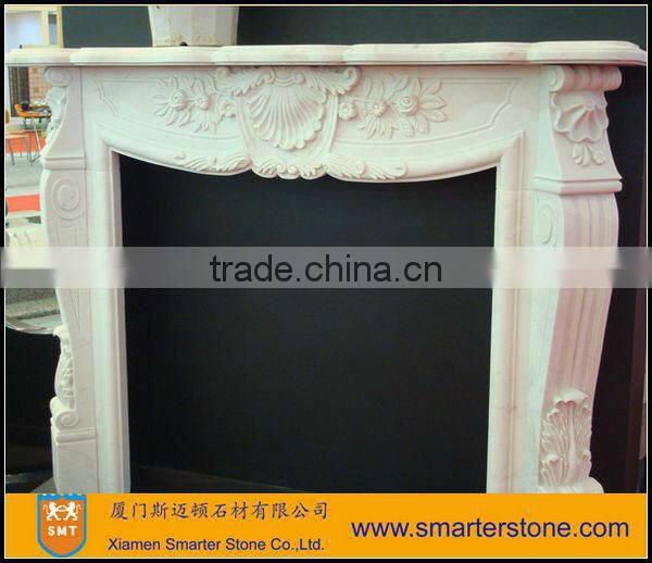 White Marble Tile Fireplace Surround